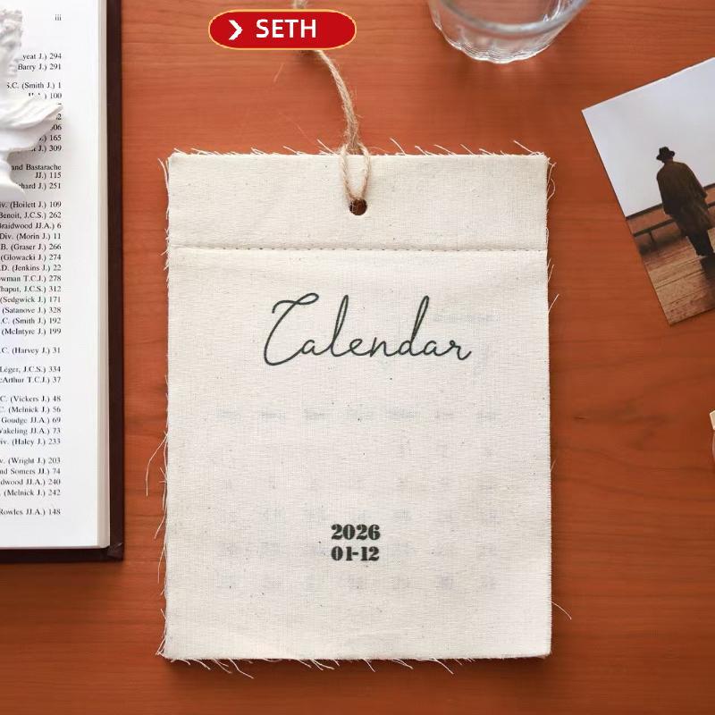 SETH 2026 Canvas Hook-Style Fabric Calendar Wall Calendar, High-Vorthy Wall Calendar ตกแต่ง Vary