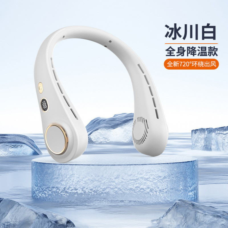 Tel: Leafless จอแสดงผลดิจิตอลแขวนคอพัดลมขนาดเล็กนักเรียนกีฬากลางแจ้งพัดลมไฟฟ้าแบบพกพา Super Battery 