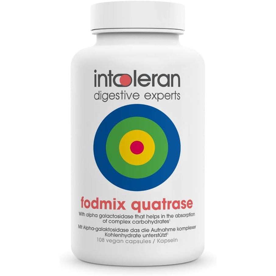 Intoleran Quatrase Forte Digestive Enzymes - 108 แคปซูล | โดสสูงสําหรับ FODMAP Intolerance | ช่วย Di
