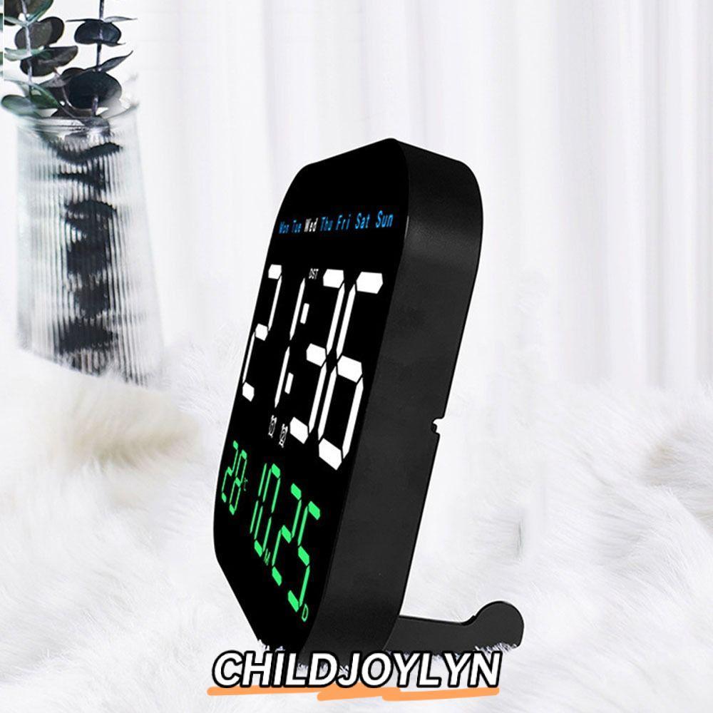 CHILDJOYLYN นาฬิกา LED ดิจิตอล, นาฬิกาแขวนอิเล็กทรอนิกส์อเนกประสงค์ติดผนัง, นาฬิกาตั้งโต๊ะแสดงวันที่ในบ้าน DST สําหรับห้องนอน