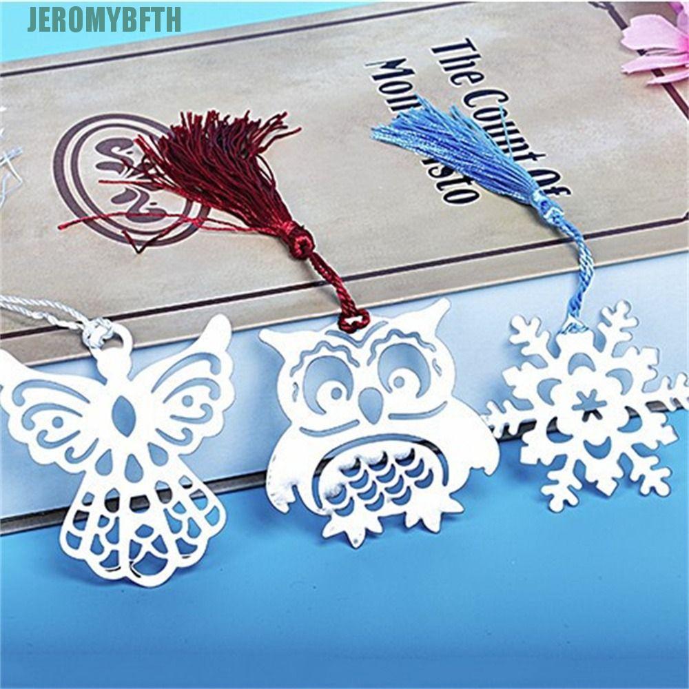 JEROMYBF Book Marker,พร้อมพู่ Snowfake Owl Book Markers,Novelty Hollow อ่านเพลงหมายเหตุหนังสือโลหะคลิปเด็กนักเรียน