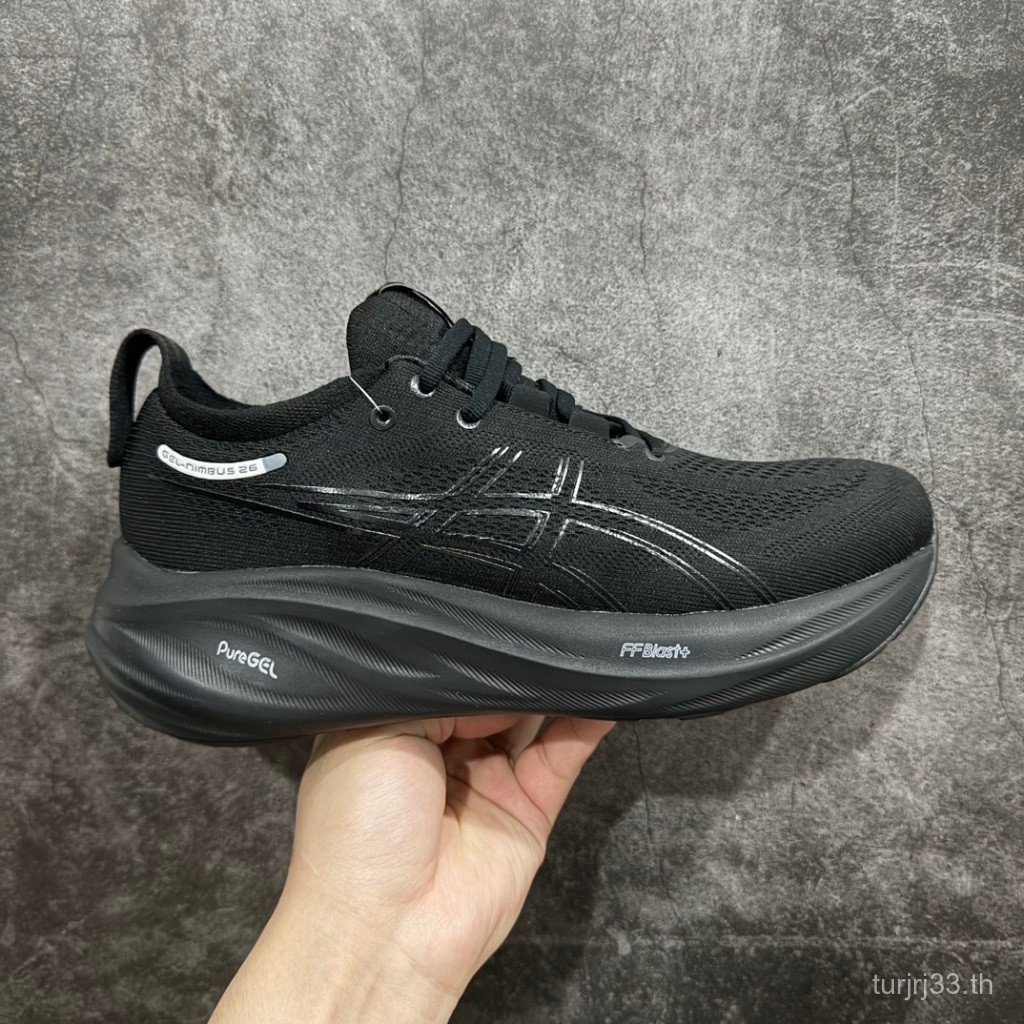 Asics Gel Nimbus 26 รองเท้าวิ่งผู้ชายและผู้หญิง Nimbus 26 Sho Absorption รองเท้ากีฬา 1011B794-002 QB
