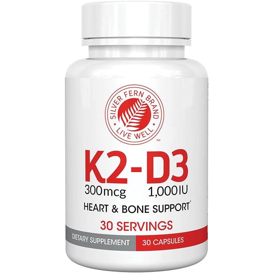 Silver Fern Vitamin K2-D3 Supplement Brand - Natural, Non-Synthetic - K2-7 as Menaquinone-7 (MK-7) -