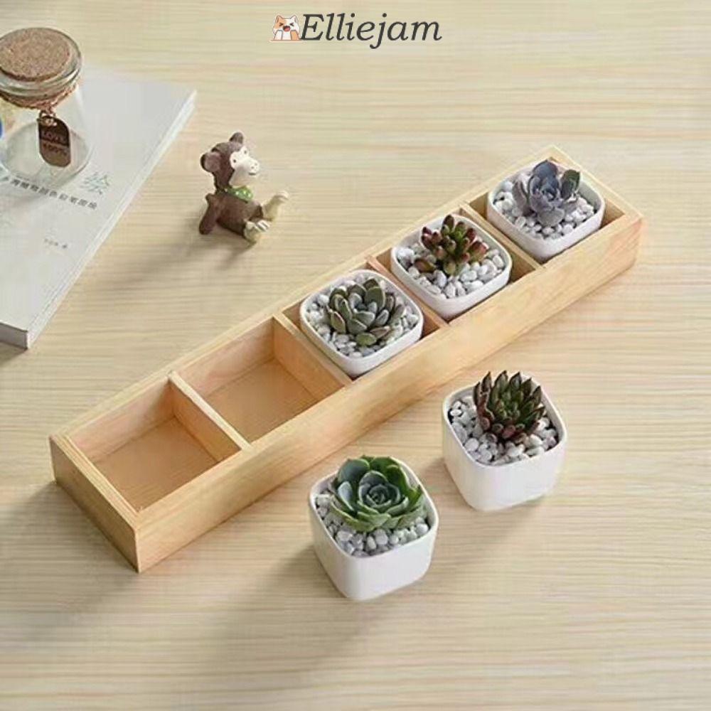 ELLIEJAM ถาดกระถางดอกไม้ฉ่ํา, กล่องเก็บไม้มัลติฟังก์ชั่น, ขาตั้งกระถางต้นไม้ Multi-grids เครื่องประดับแสดงพาเลทเดสก์ท็อป Sundries Organizer