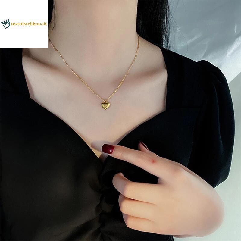 Tweetwehhno แฟชั่น Gold Plated Love Heart Nelace สําหรับผู้หญิง Man จี้แขวนโซ่ Choker Nelace ของขวัญวันวาเลนไทน์เครื่องประดับ TH