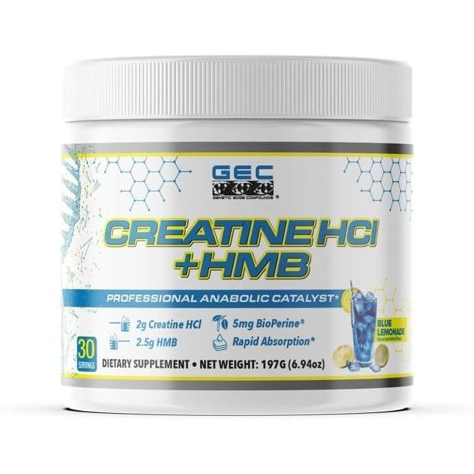 Creatine HCl + HMB สำหรับนักกีฬา - เพิ่มประสิทธิภาพและฟื้นตัวเร็ว - 2g Creatine HCl, 2.5g HMB - GEC 
