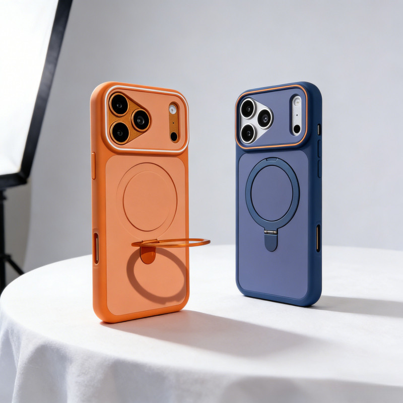 เคสแม่เหล็กที่เหมาะกับผิวสําหรับ iPhone 17 16 15 14 13 12 11 Pro Max Plus Air พร้อมที่วางแหวนโลหะ Kickstand Anti-Fall ฝาครอบป้องกัน