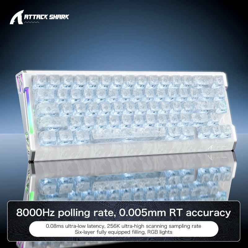 ATTACK SHARK R68HE 68% แบบมีสาย Rapid Trigger 8K RGB คีย์บอร์ดเกม Hall Effect สวิทช์แม่เหล็กคาร์บอนไฟเบอร์ + CNC อลูมิเนียมสําหรับ PC FPS