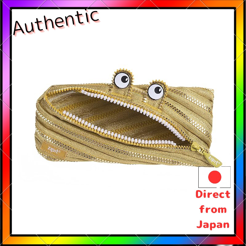 ZIPIT Zipit Monster Pen Case, Zipper Pouch (Gold)