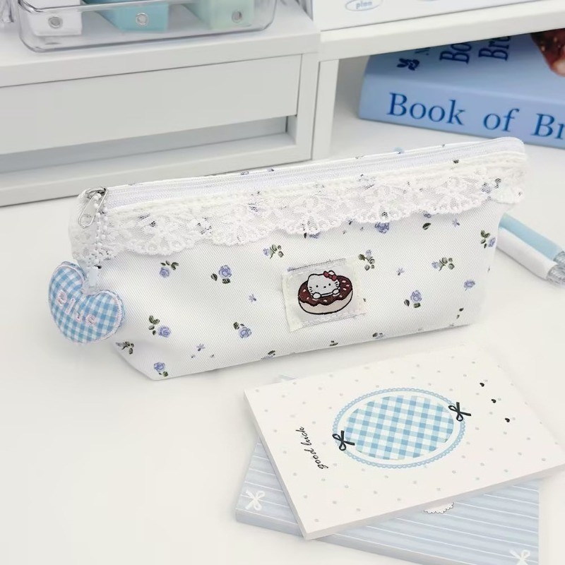 Creative Lace กล่องดินสอความจุขนาดใหญ่เค้กหวานแมวรูปแบบ Multi functional นักเรียนเครื่องเขียนสํานักงานกระเป๋าเก็บ