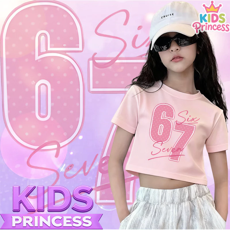 (จัดส่งตลอด 24 ชั่วโมง) ผลิตภัณฑ์ใหม่ในปี 2025! เด็กหญิงแขนสั้นเสื้อยืด 100% Cotton พิมพ์เสื้อยืด A877