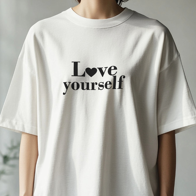 เสื้อยืดบอกรัก "ตัวเอง" แบรนด์ Vibeon  เสื้อยืดคอกลมผ้าคอตตอนพรีเมี่ยม 100% นุ่มพิเศษS-5XL