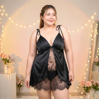 SUPER SEXY ชุดนอนสาวอวบ ชุดนอนสายเดี่ยว ชุดเดรสใส่นอน 🍓M -519
