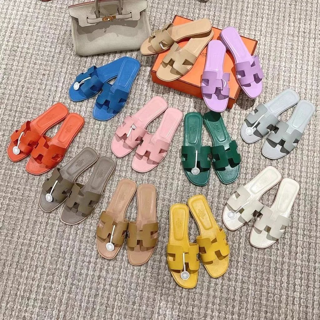 [อุปทานมือแรกเกรด] */Classic Oran 23s s H รองเท้าแตะผู้หญิง Hermes รองเท้าแตะ H รองเท้าแตะส้นสูง H บ