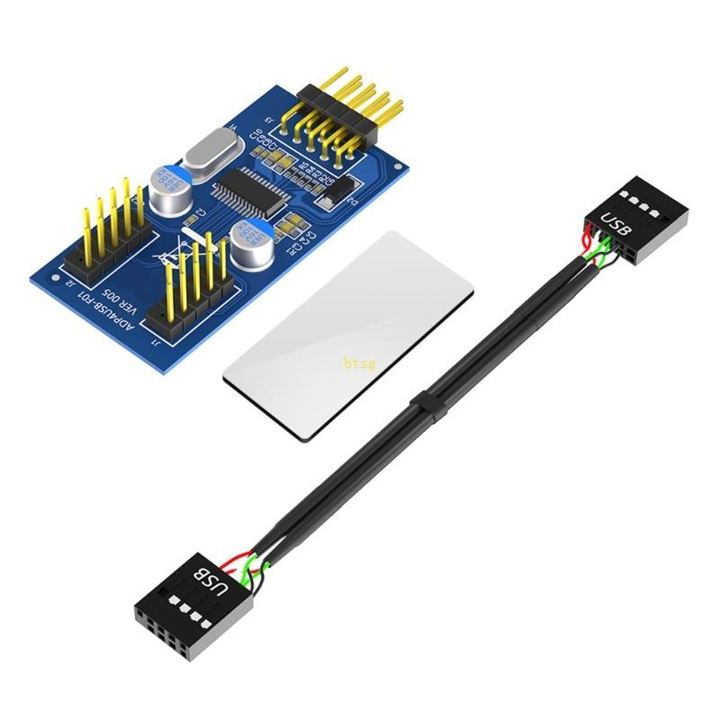 Btsg USB 2 0 9Pin to Double Port Adapter 9Pin Extension Card Connection สําหรับ PC เมนบอร์ด การเชื่อ