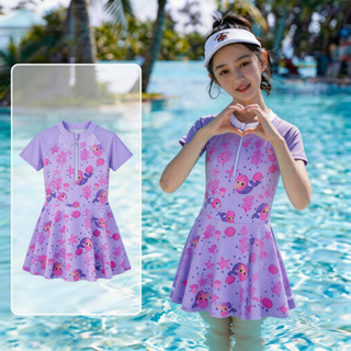 ชุดว่ายน้ำแขนสั้นสำหรับเด็กอายุ 3-10 ปี สไตล์เจ้าหญิงนาร์แกล…