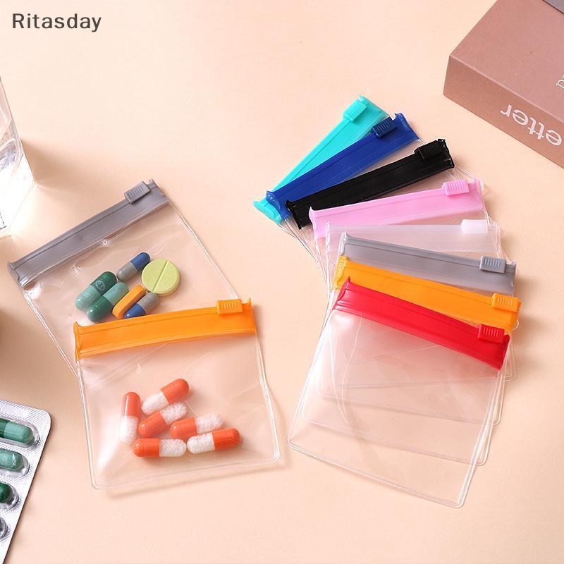 Ritasday 10 ชิ้นนํามาใช้ใหม่ซิปถุงยาถุงเก็บยาโปร่งแสงปิดผนึกด้วยตนเองกระเป๋าเดินทางยาถุงเก็บจ่ายใหม่