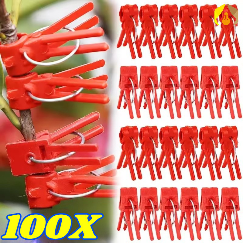 50/100ชิ้นReusable Garden Graftingคลิป-สีแดงพลาสติกโลหะผักGrafting Clamp-ปฏิบัติแตงกวาแตงโมแตงโมต้นกล้าGraftingเครื่องมือ – โปรปัง