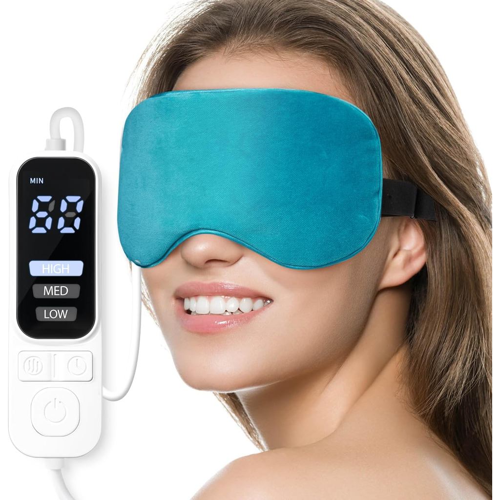 Ezona Heated Eye Mask, Warm Eye Compress Mask, USB Electric Eye Heating Pad อุณหภูมิ & Timer Control
