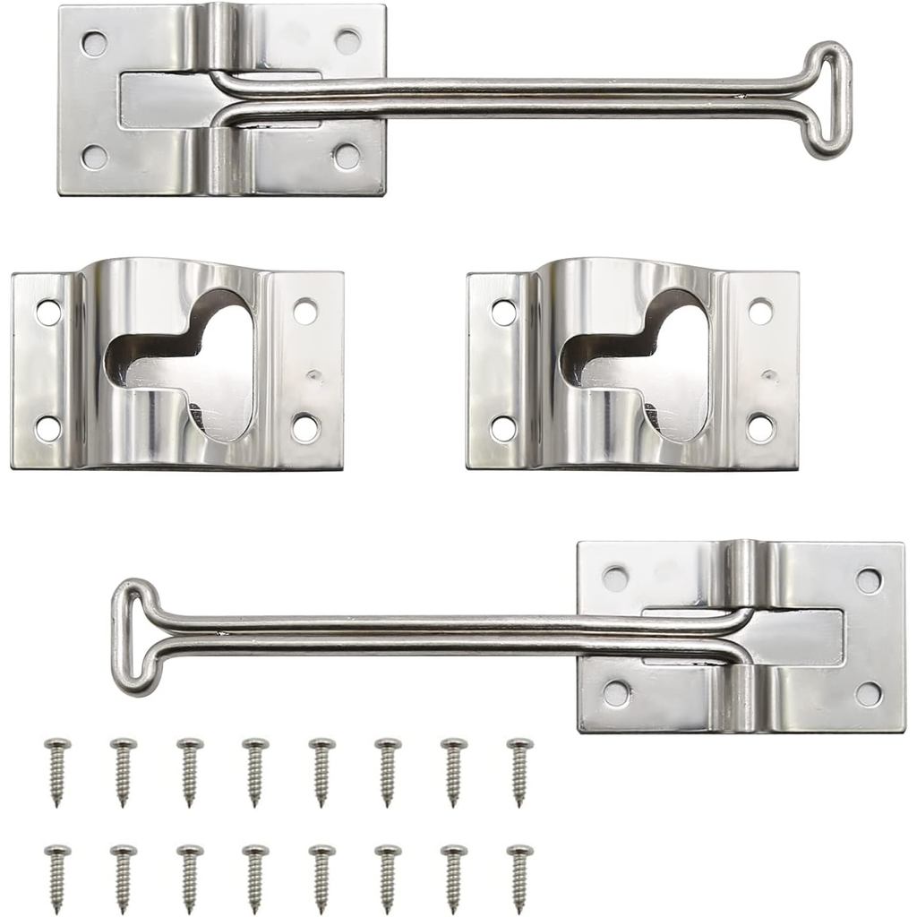 2 ชิ้น RV T-สไตล์ผู้ถือประตู 304 สแตนเลส Rv ประตู Latch Trailer Rv หน้าจอประตู Latch 6 นิ้ว Camper ป
