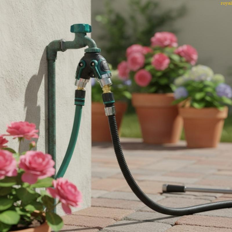 (ส่วนลดสูง)oyalking.th Y Shape Double Outlet Hose Connector Garden Faucet Y-Shaped Watering Connecto