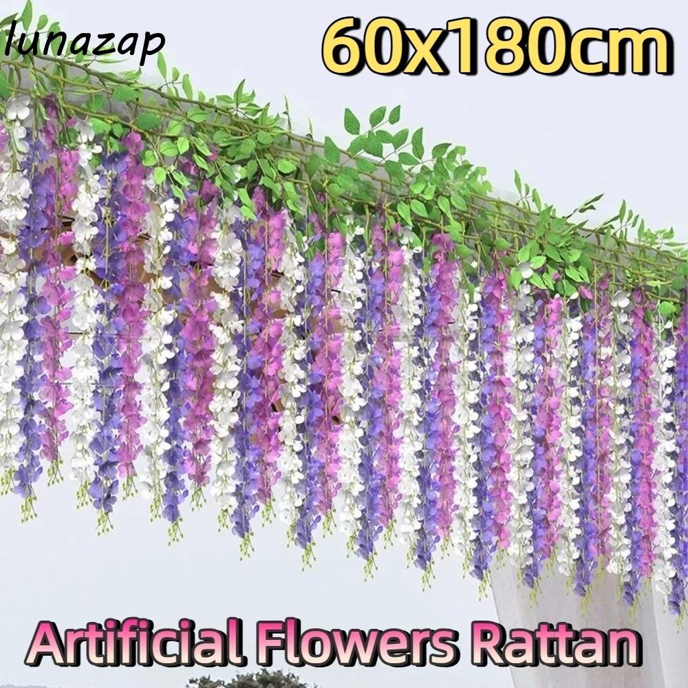 LUNAZAP ดอกไม้ประดิษฐ์หวาย, แขวนขนาดใหญ่จําลอง Wisteria ดอกไม้, กล่องของขวัญ DIY ทําด้วยมือ 10 สาขาจริงดอกไม้ผ้าไหมปลอม Vine บ้านสวนตกแต่งกลางแจ้ง