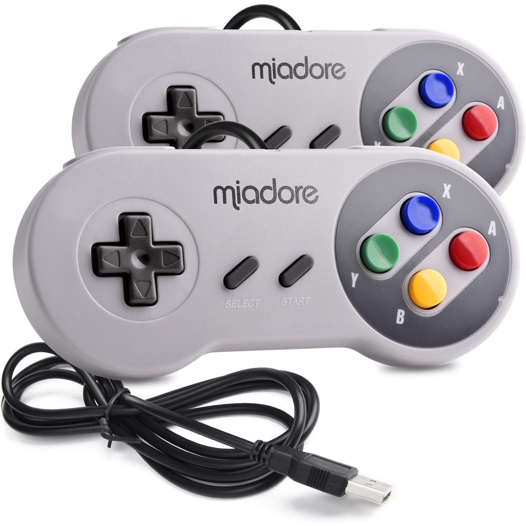 2 แพ็คคอนโทรลเลอร์ USB สําหรับ SNES Retro Gaming, miadore SNES USB Classic Gamepad Joypad Gamestick 