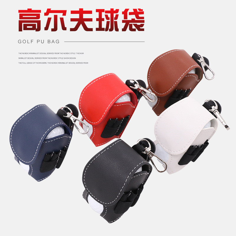 Waist-hanging golf ball bag Hand-held leather bag golf Golf bag Splicing PU Leather golf bag