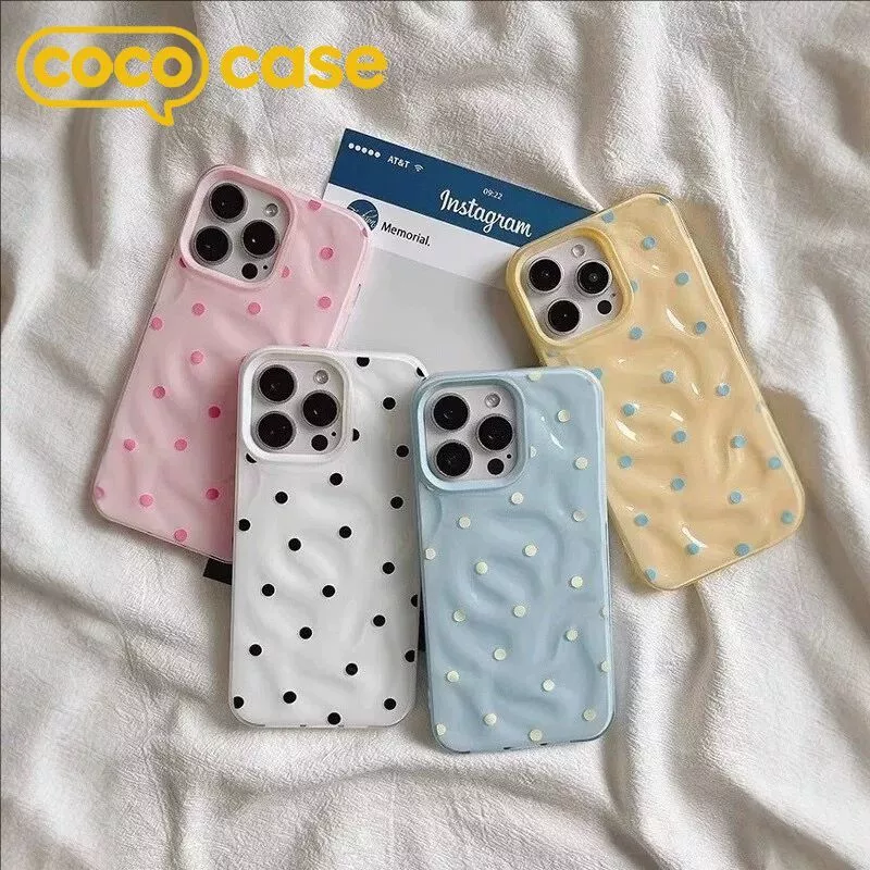 เคสไอโฟน 17 สำหรับ IPhone 16 air 15 14 13 12 11 Pro Max 15 14 16 6 Plus XR XS เคสลายการ์ตูนจุดสีสันสดใสเรียบง่าย