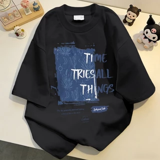 【จัดส่งตลอด 24 ชั่วโมง】NFV สไตล์เกาหลี เสื้อยืด ลวดลายแฟชั่น Oversized สะดวกสบาย ระบายอากาศ ผ้าฝ้าย YG563