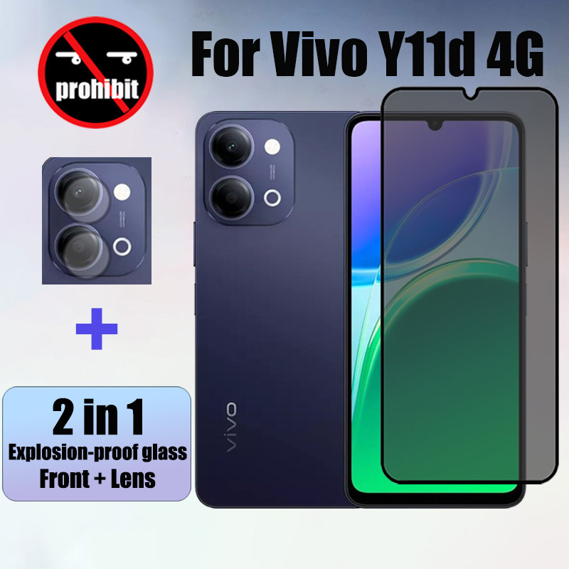 ฟิล์ม Vivo Y11d 2 in 1 กระจกนิรภัยส่วนตัว Anti-Spy คลุมทั้งหมดปกป้องหน้าจอ Anti Peek ฟิล์มความเป็นส่วนตัวสําหรับ Vivo Y31d Y21d Y04 Y29s Y29 Y19s Y100 Y28 Y18 Y38 4G 5G ฟิล์มกระจก & ฟิล์มกล้อง
