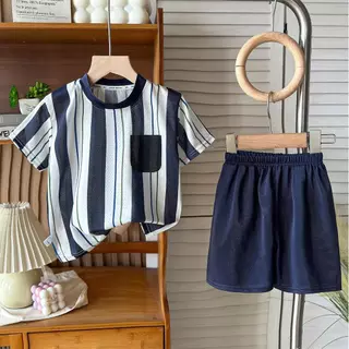 Dolemi Baby ชุดเซตเด็กชาย เสื้อ+กางเกง คอกลม เสื้อกีฬา ผ้าแจ็คการ์ด ยืดหยุ่น ผ้าลื่น มัน เบาใส่สบาย