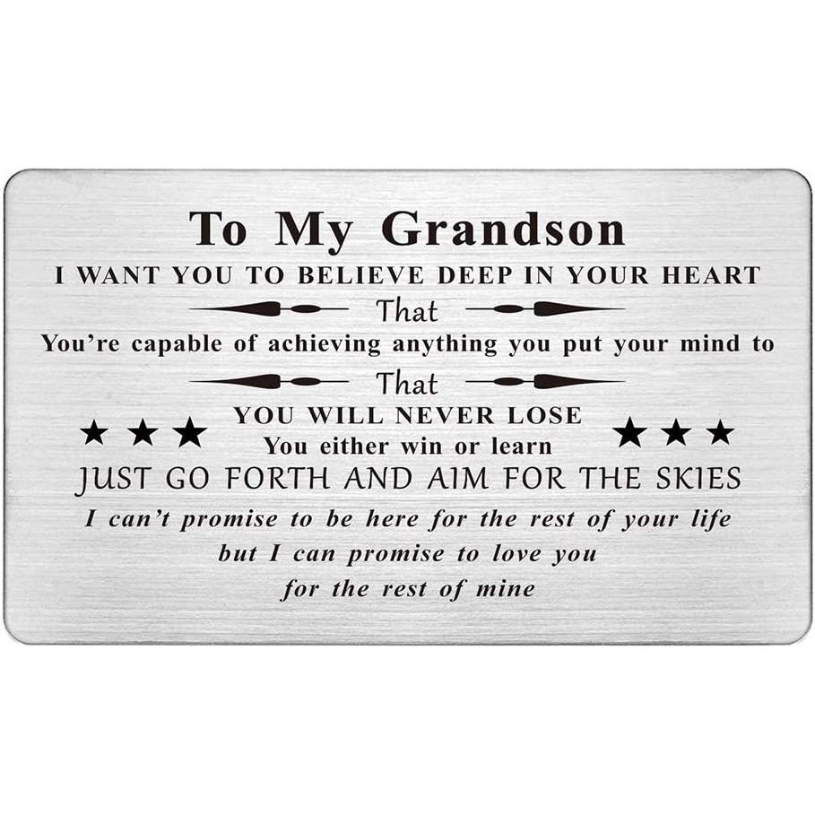 FALOGIJE To My Grandson Wallet Card, Grandson Birthday Gifts, Birthday Card for Grandsons, Christmas