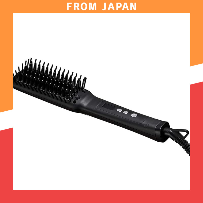 SALONIA Slim Straight Heat Brush - Black | Worldwide Compatible | Max 210°C | 50W | Ceramic Coating 
