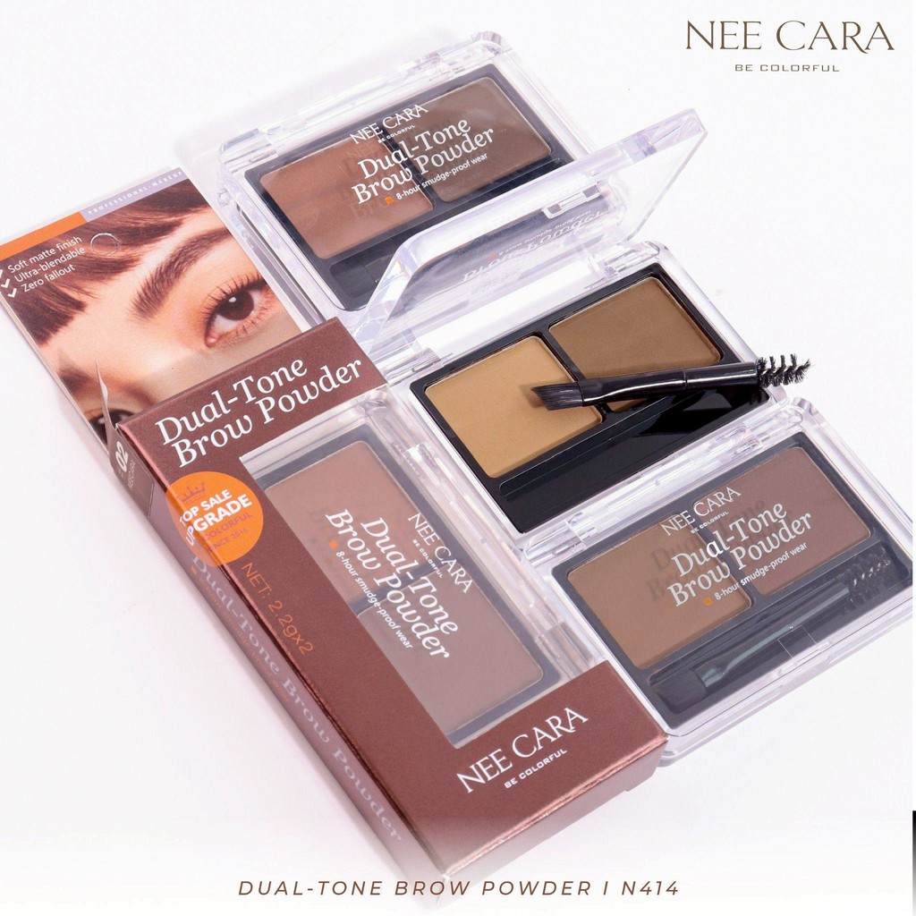 N414 Nee Cara Dual Tone Brow Powder Nee Cara Dual Tone Brow Powder, แป้งเขียนคิ้ว 2 สี, แพ็กเดียว F5