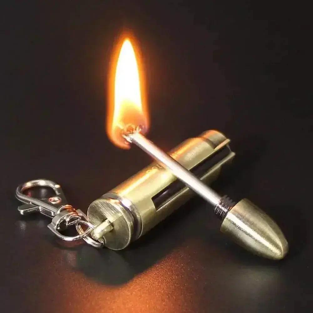 Metal Keychain Match Lighter, Portable Retro Waterproof Lighter,  Emergency Survival Equipment Lighter Barbecue Camping
