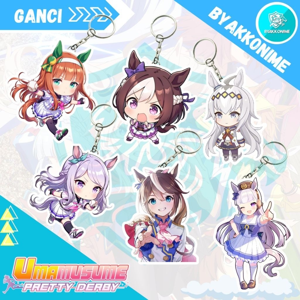 พวงกุญแจอะคริลิค Anime Uma Musume - Mejiro McQueen, Silence Suzuka, Special Week, Tokai Teio, Oguri Cap, Gold Ship