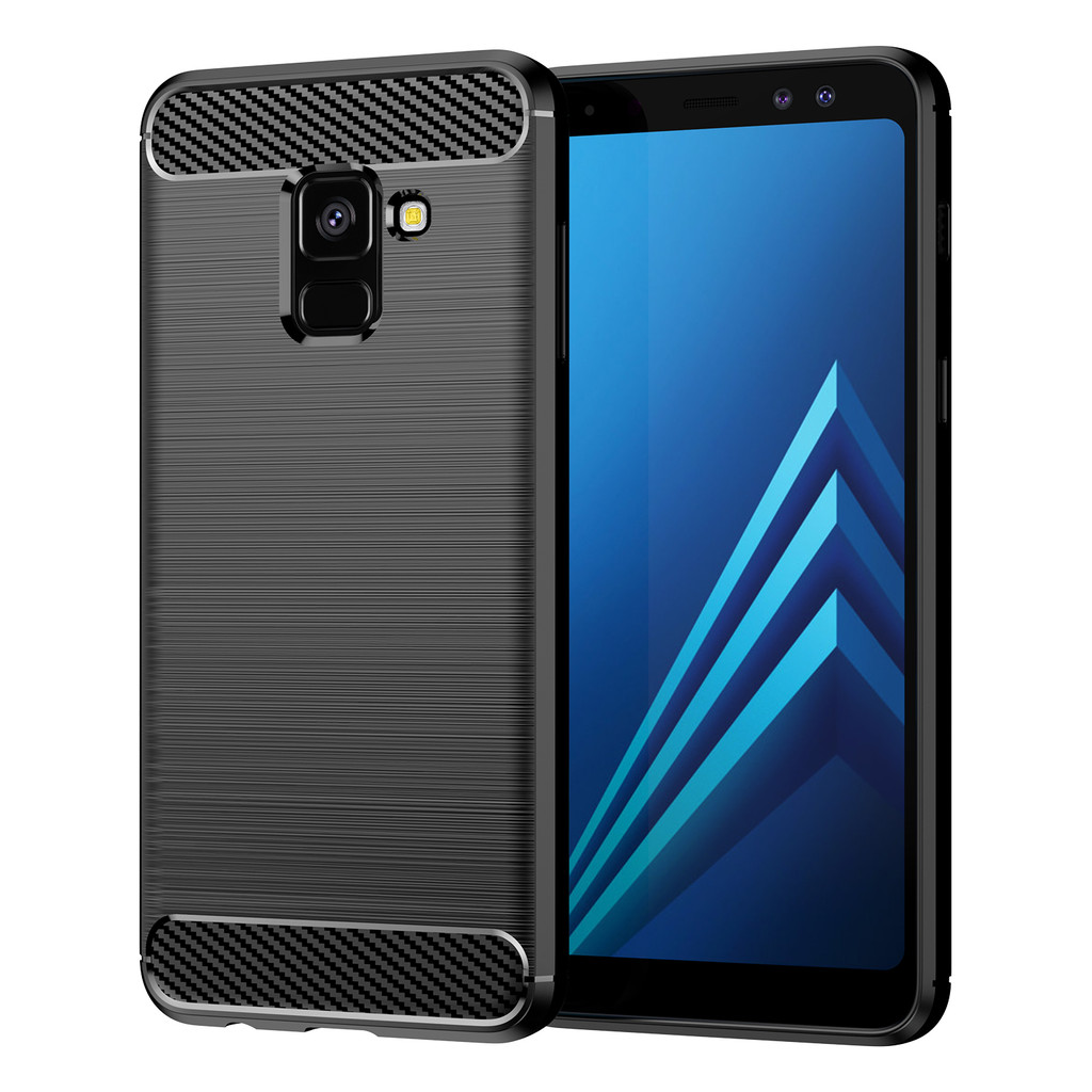 Soft Matte Case สําหรับ Samsung Galaxy A8 2018 กันกระแทกคาร์บอนไฟเบอร์สําหรับ Samsung a82018 แปรงเคส