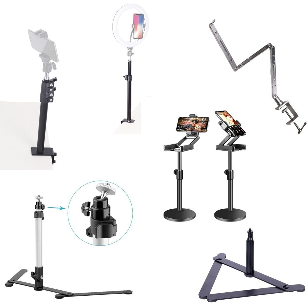 ไฟวิดีโอการถ่ายภาพโทรศัพท์มือถือ Gourmet Strong อาหารเสริมวงเล็บ Telescopic Bracket คลิป Remake Desk