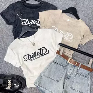 [Y D]🔥พร้อมส่ง🔥 เสื้อเด็กผู้หญิง เสื้อยืดแขนสั้น เสื้อครอปท็อป คอกลม เอวเข้ารูป พิมพ์ลายอักษร สไตล์เกาหลี #453
