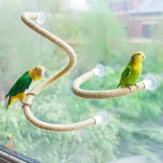 ขาตั้งคอนนก YGBG กันลื่นพร้อมถ้วยดูด Parrot Perch, ทนทาน DIY Bendable Bird ปีนเขาผ้าลินินเชือกบ้าน