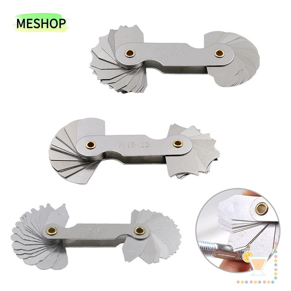 MESHOPTH 16 ชิ้น/เซ็ต Radius Gauge Radius Fillet Gauge สแตนเลส Arc เครื่องมือวัดตัวอย่าง R Gauge