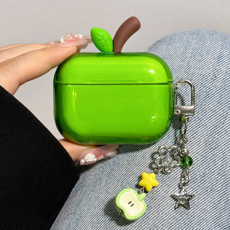 Ins 3D Petiole ผลไม้ออกแบบสีทึบหูฟังพร้อมจี้สําหรับ AirPods 4 AirPods 3 Pro 2 Pro 1Pro AirPods 3 2 1