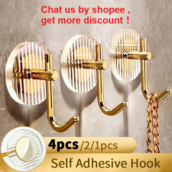 ออกแบบใหม่ Strong Wall Hook Self กาวตะขอเหนียวประตู Wall Hanger Hook 3M Stickness Hook อะคริลิค Stro