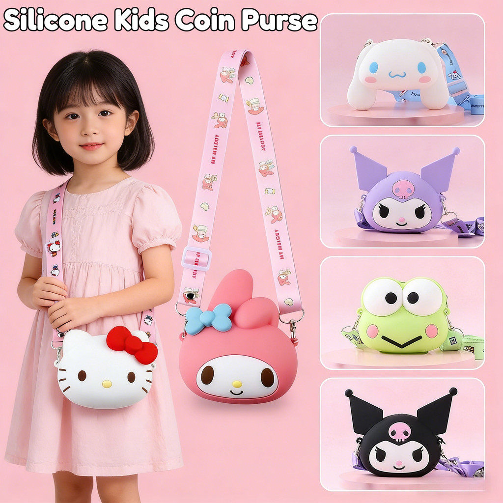 กระเป๋าสะพายข้างSANRIO แบบซิลิโคนน่ารัก – Hello Kitty, My Melody, เหมาะสำหรับเด็กผู้หญิง