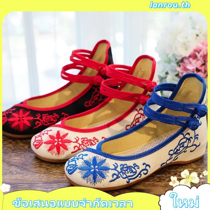 【Uhome】รองเท้ากี่เพ้า ปักลาย สไตล์โบราณ สําหรับเด็กผู้หญิง และผู้ใหญ่