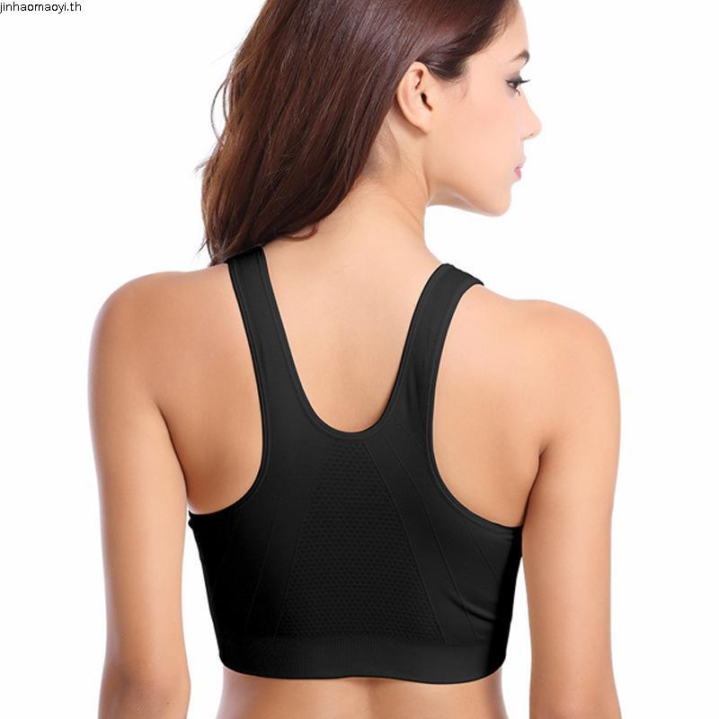 สปอร์ตบราซิปหน้า ไร้สาย Genie Yoga Bra พร้อมแผ่นถอดได้ Bra Sukan Zip Depan Bra Yoga Genie