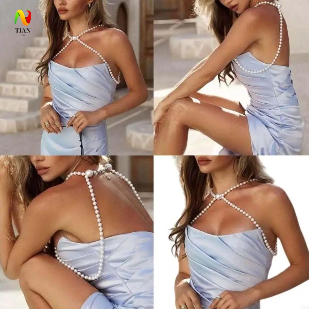 INQUIRY IMPACT โซ่ไหล่, เลียนแบบลูกปัดคอเจ้าสาวเครื่องประดับไหล่, ปรับโซ่ยาว Minimalist Design Body 