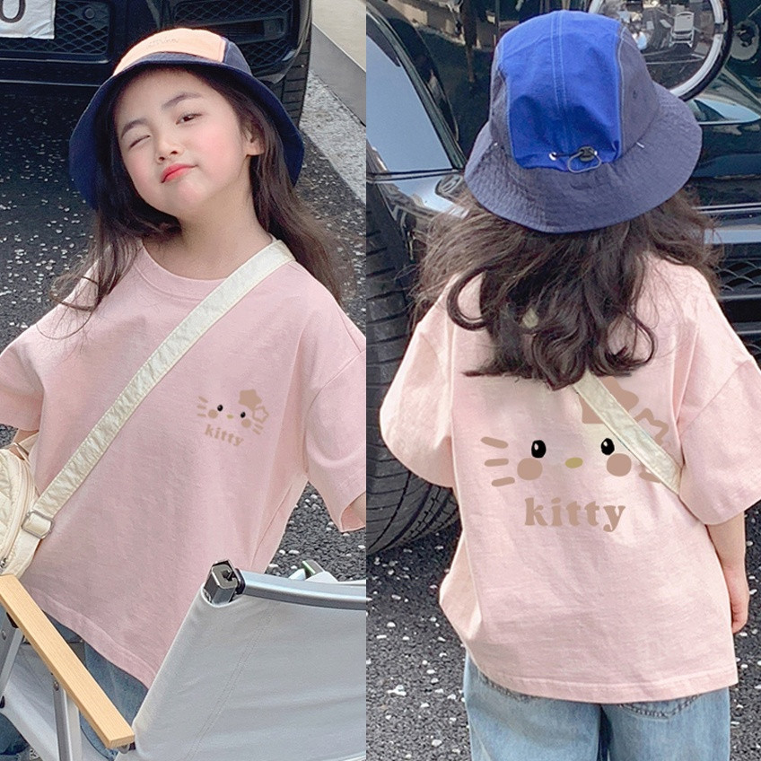 【Kids WIth】🎀HelloKitty🎀ลวดลาย  สไตล์น่ารัก แขนสั้นที่สวยงาม อ่อนนุ่ม