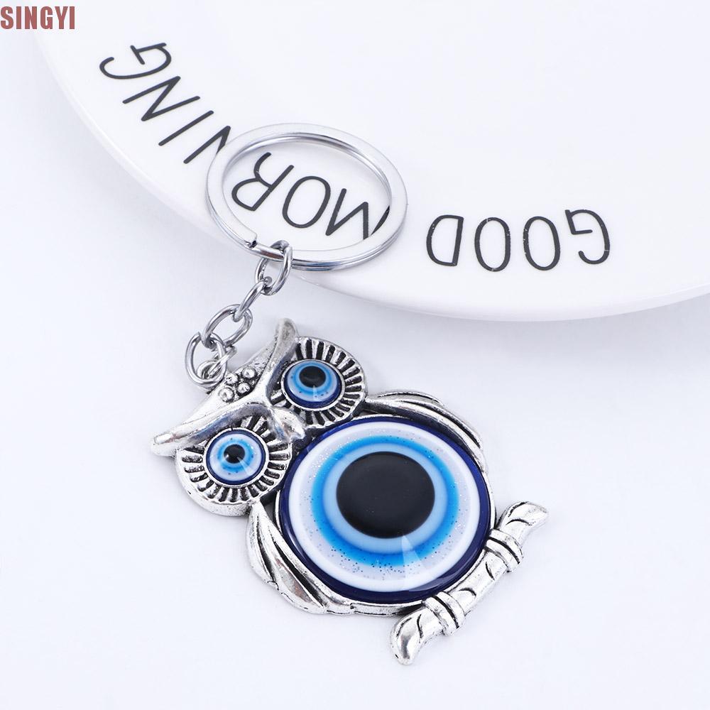 SINGYI พวงกุญแจรถนกฮูกของขวัญพู่แขวน Charms Evil Eye จี้รถ